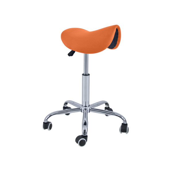 Pony Σκαμπό Orange τροχήλατο Μασάζ Ανατομική Θέση για κρεβάτι Φυσικοθεραπείας Ρεφλεξολογίας Οδοντιάτρων με Αμορτισέρ